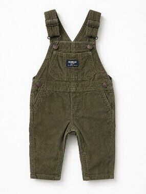NWT OshKosh B’gosh Army Green Corduroy Overalls 12M Baby Boy Fall